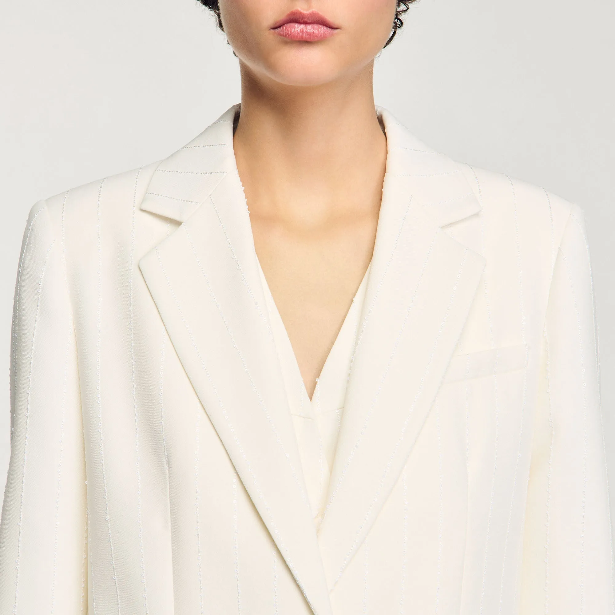Opera Sequinned Suit Jacket Ecru