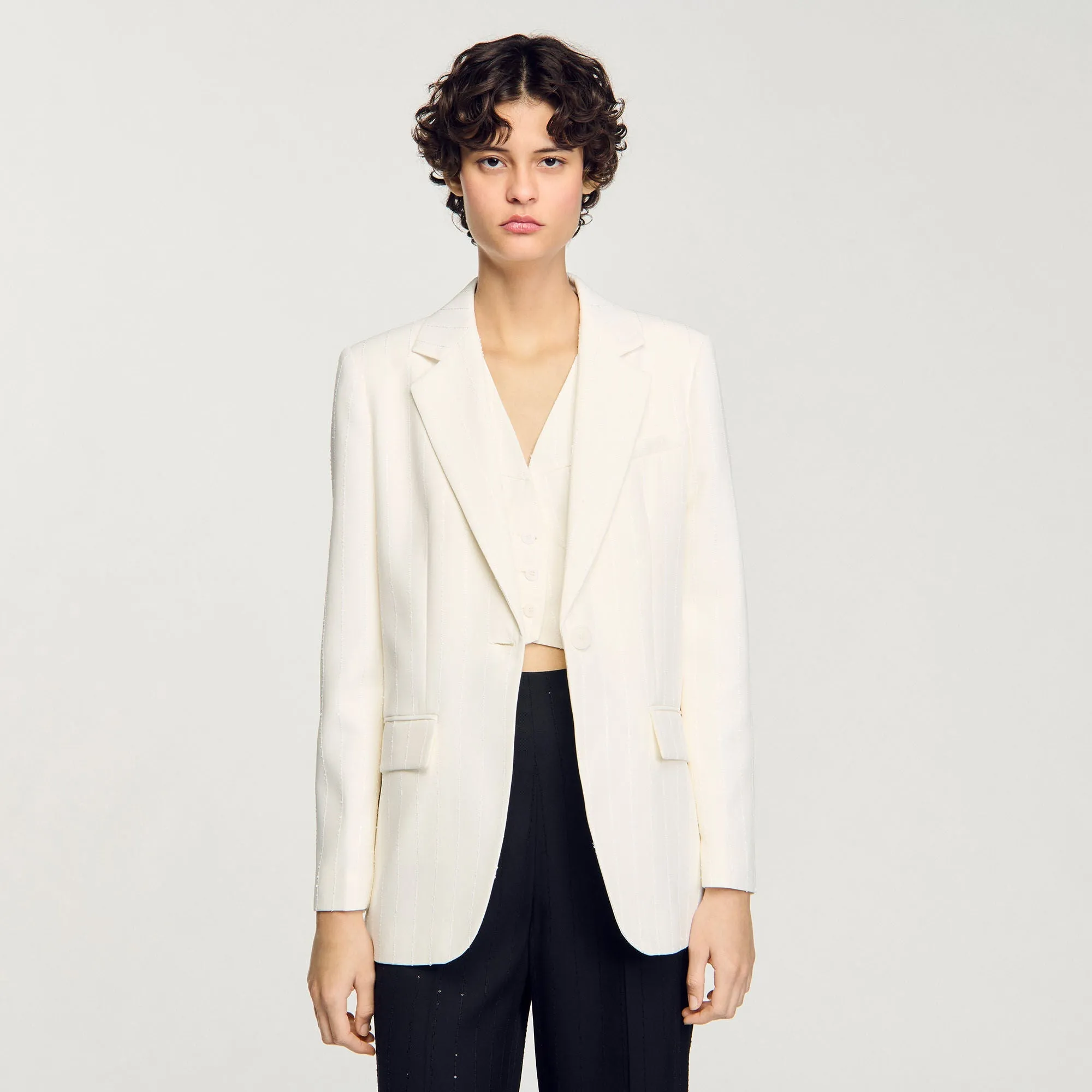 Opera Sequinned Suit Jacket Ecru