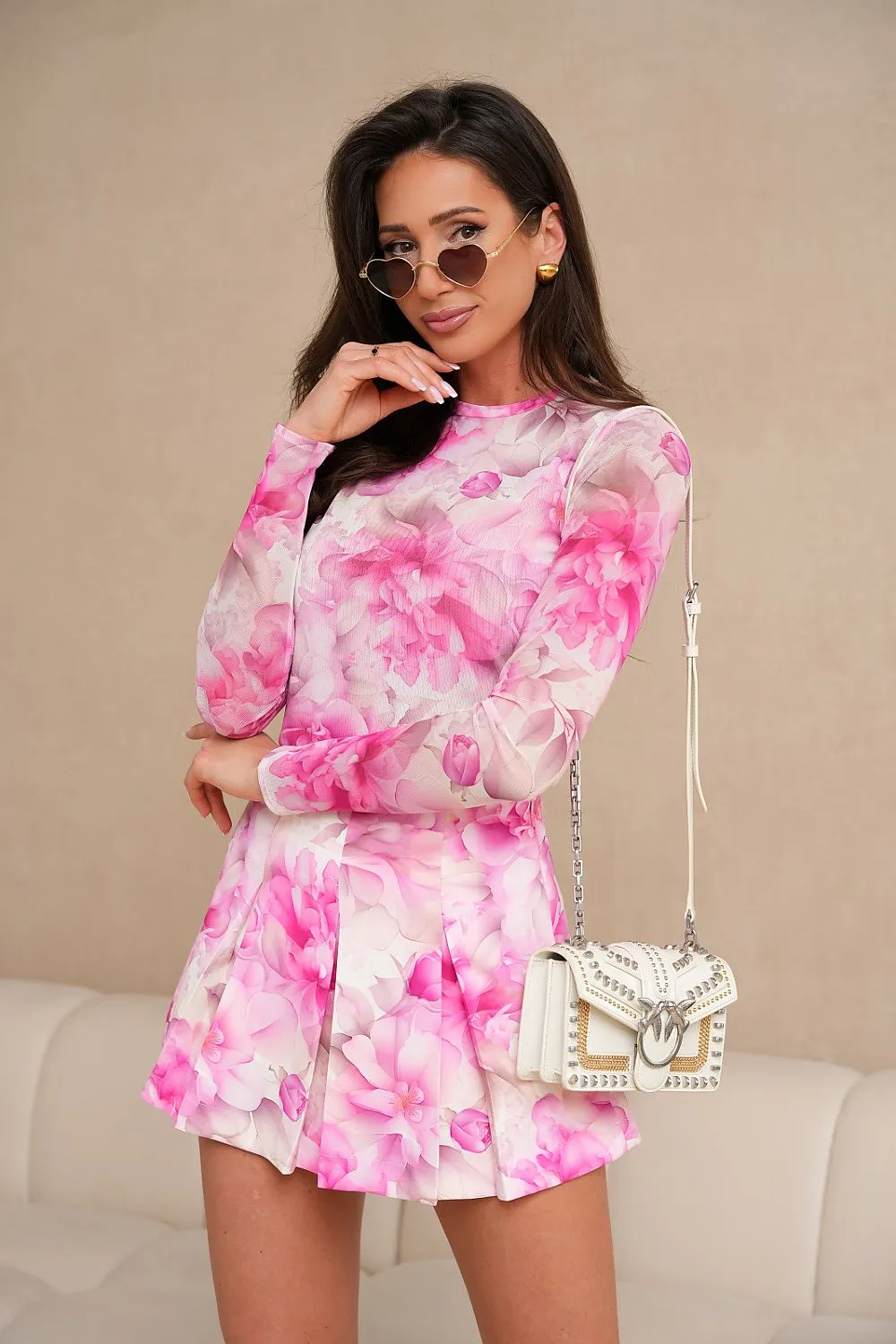 Opulent Pleated Blouse Skirt Set