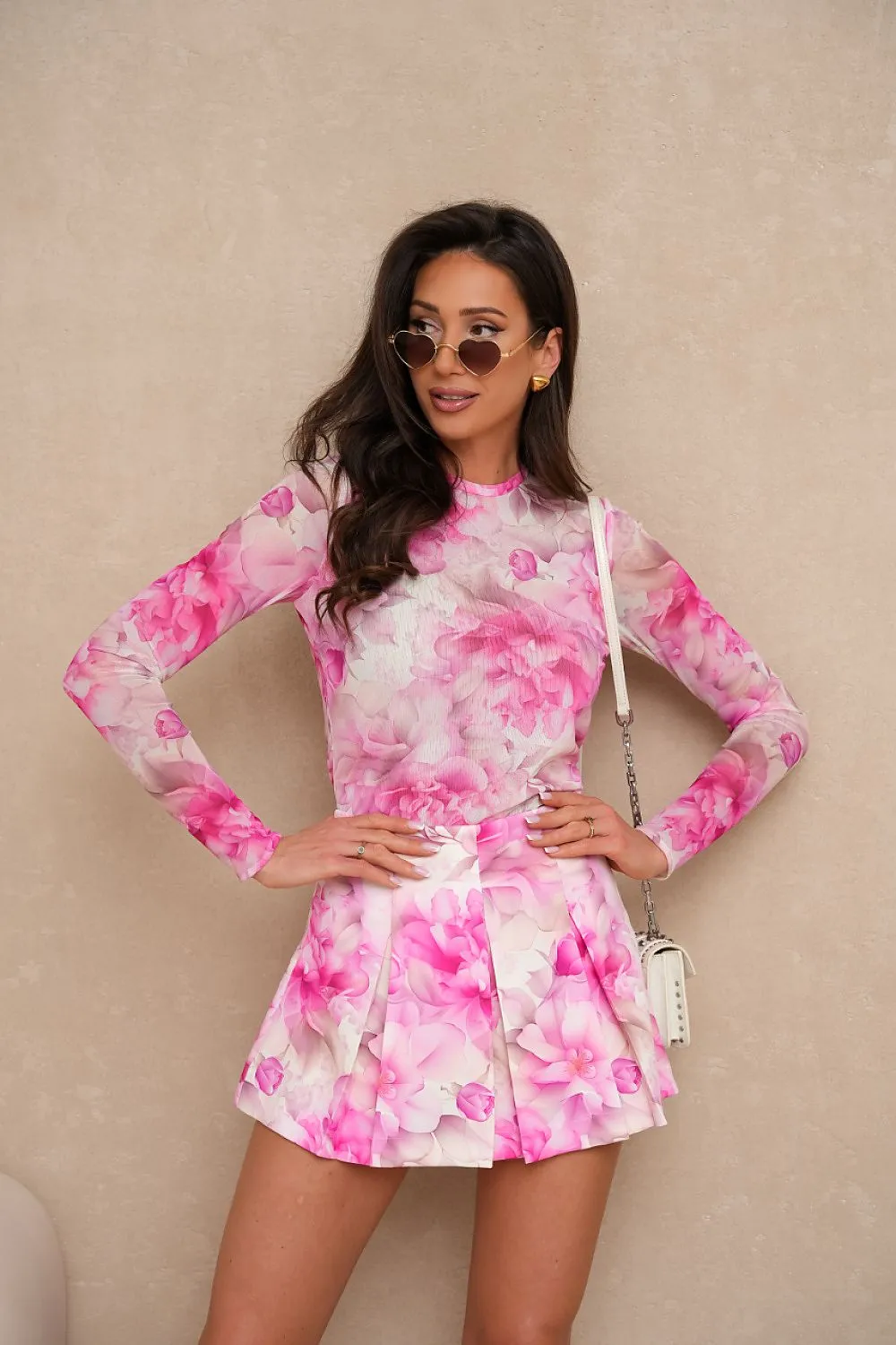 Opulent Pleated Blouse Skirt Set