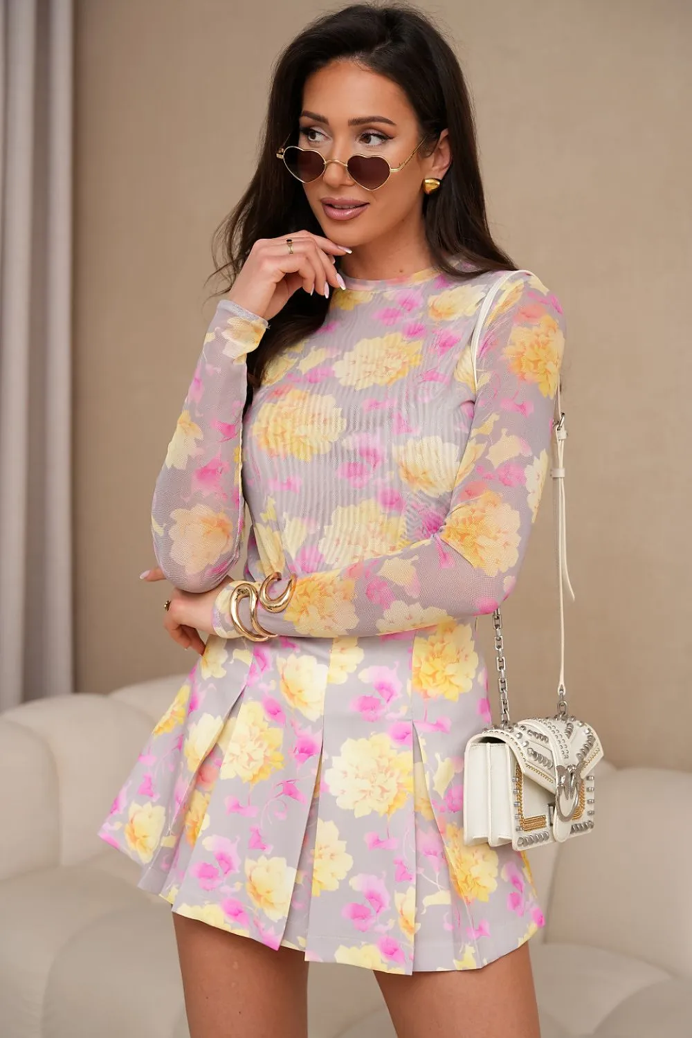 Opulent Pleated Blouse Skirt Set