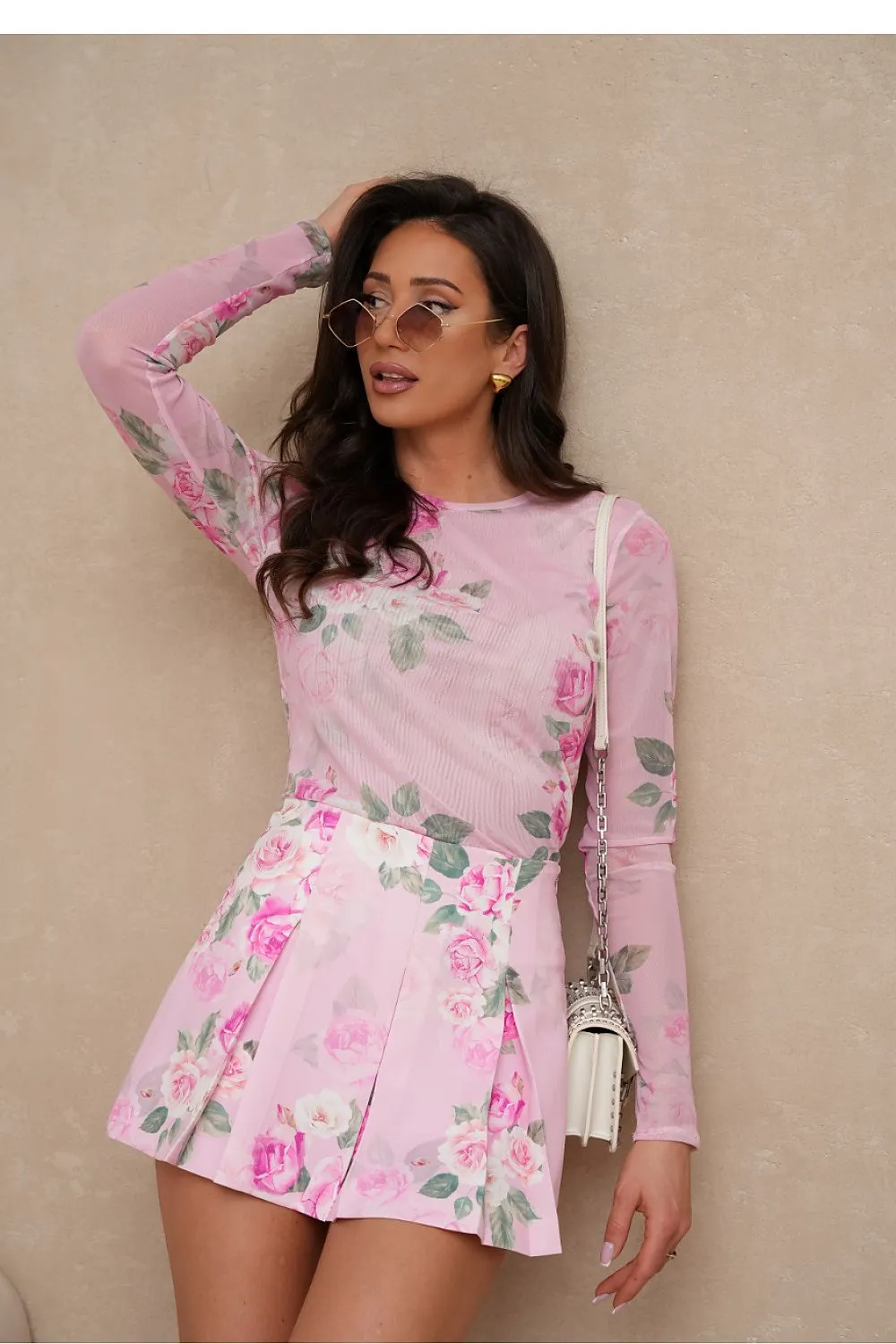 Opulent Pleated Blouse Skirt Set