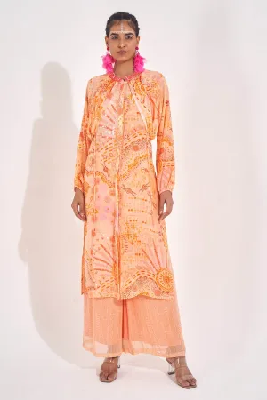Orange Embellished Kurta & Pants