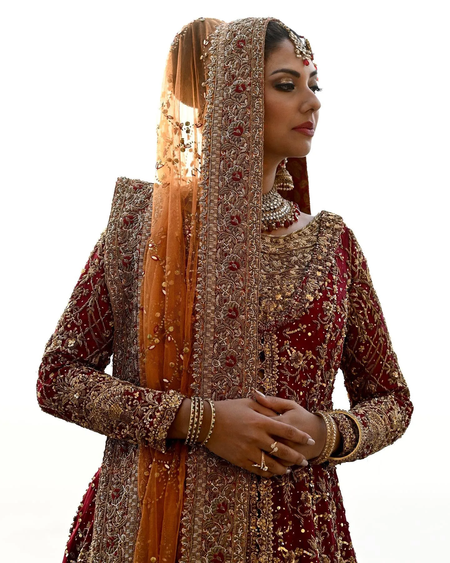 Orange Red Kameez Lehenga for Pakistani Bridal Dresses