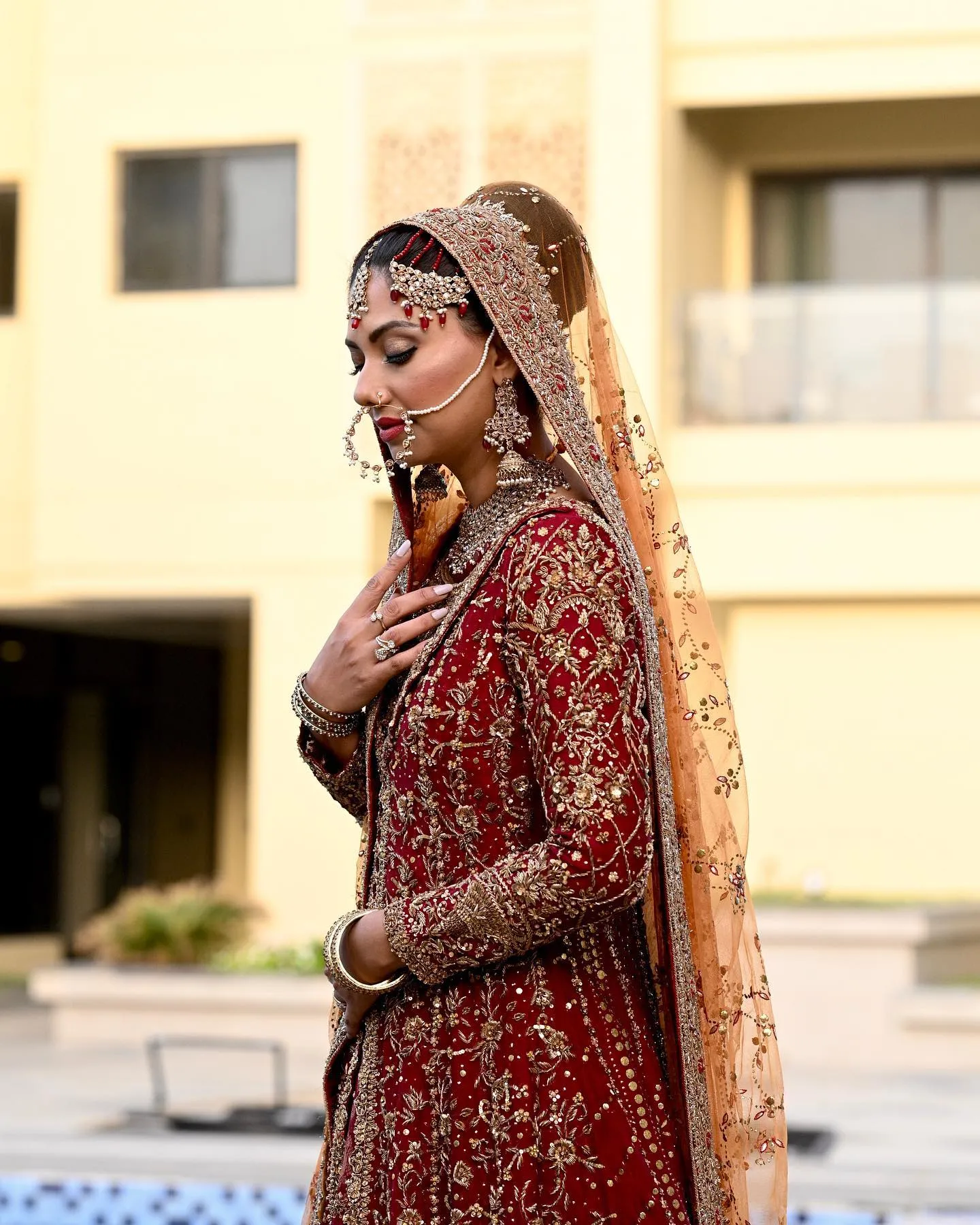 Orange Red Kameez Lehenga for Pakistani Bridal Dresses