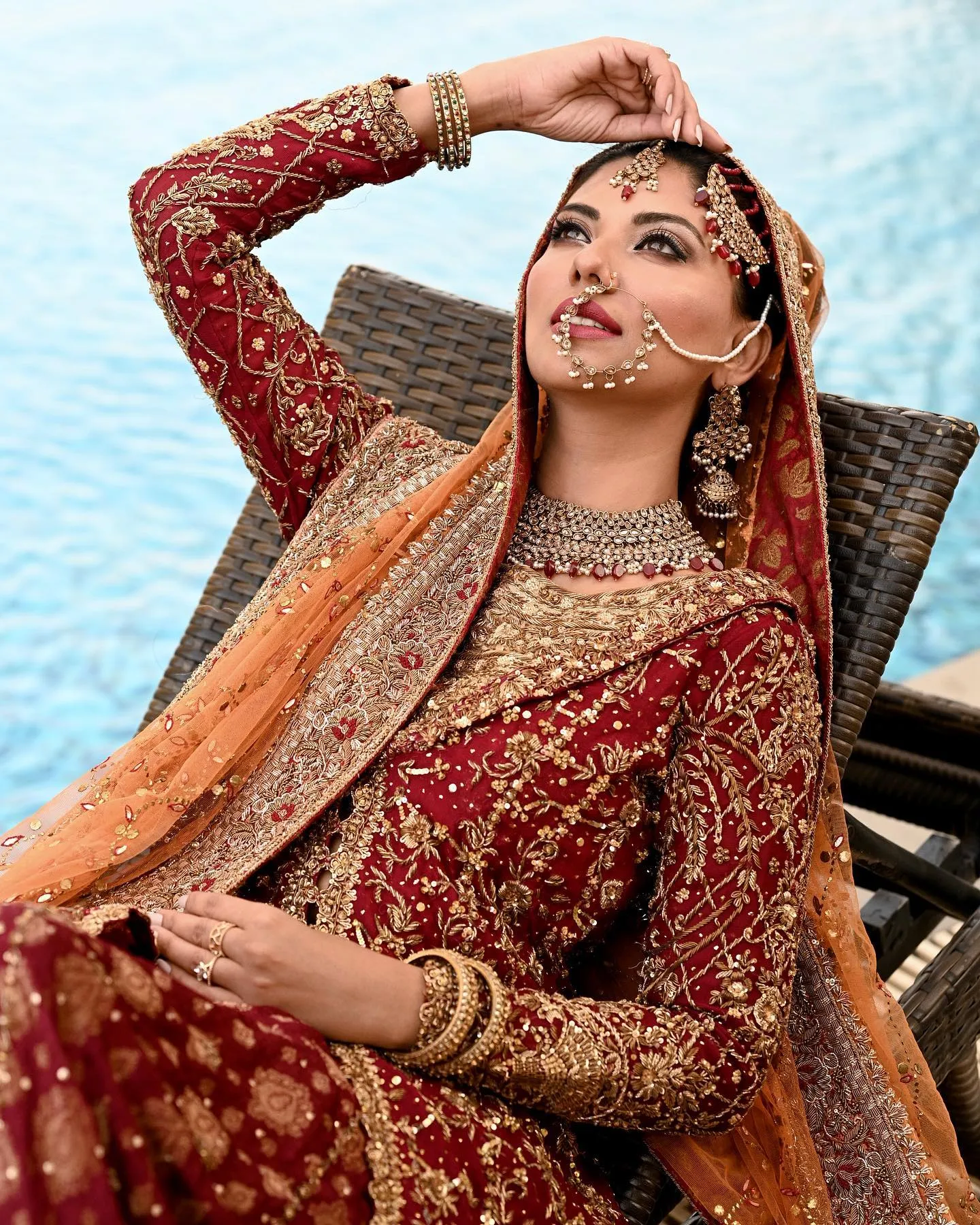 Orange Red Kameez Lehenga for Pakistani Bridal Dresses