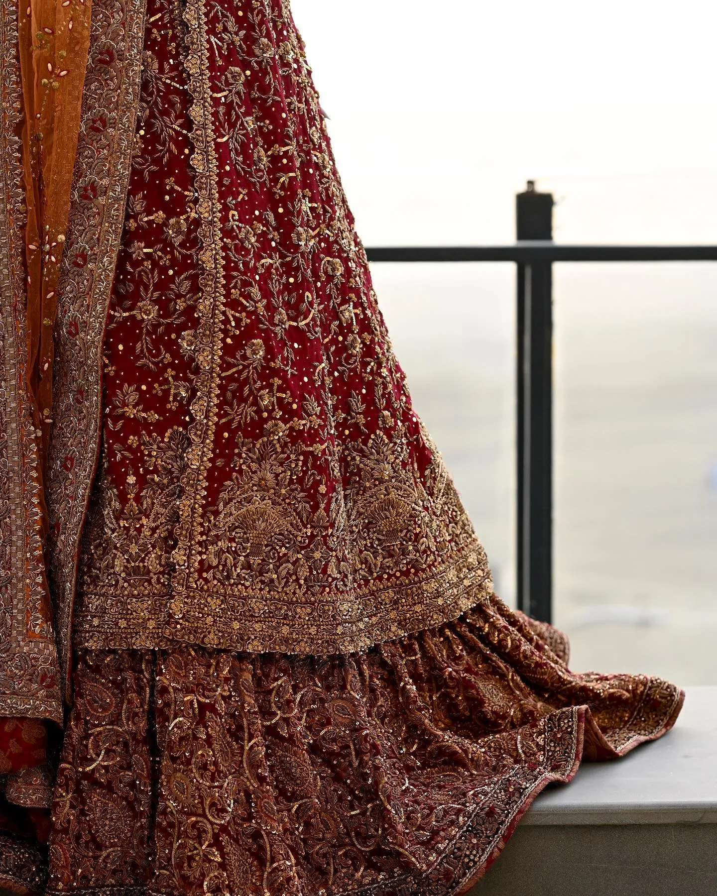 Orange Red Kameez Lehenga for Pakistani Bridal Dresses