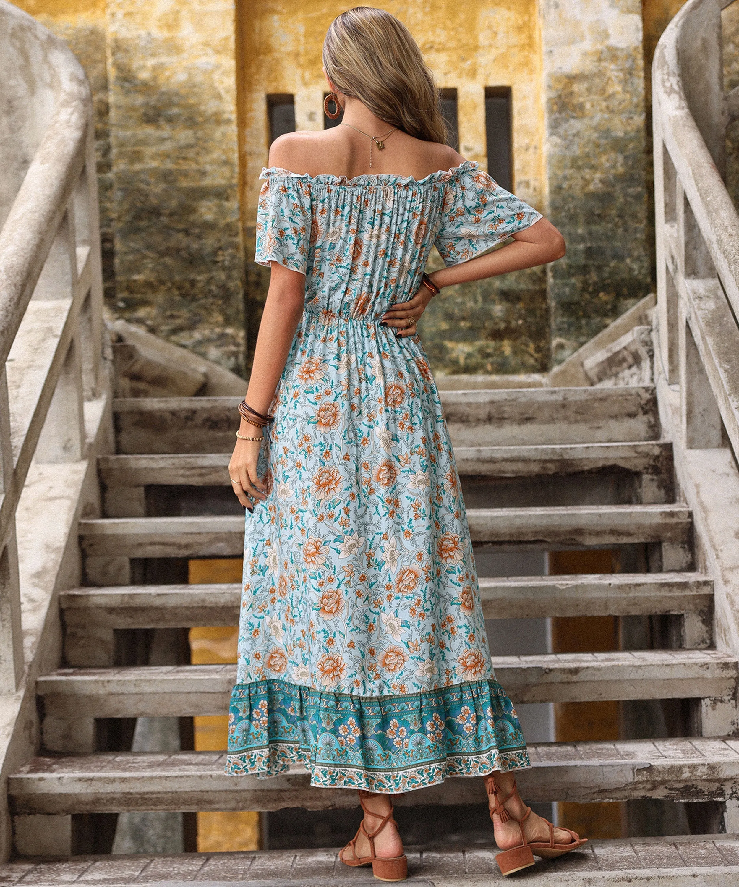 Orlace Maxi Dress - Blue Print