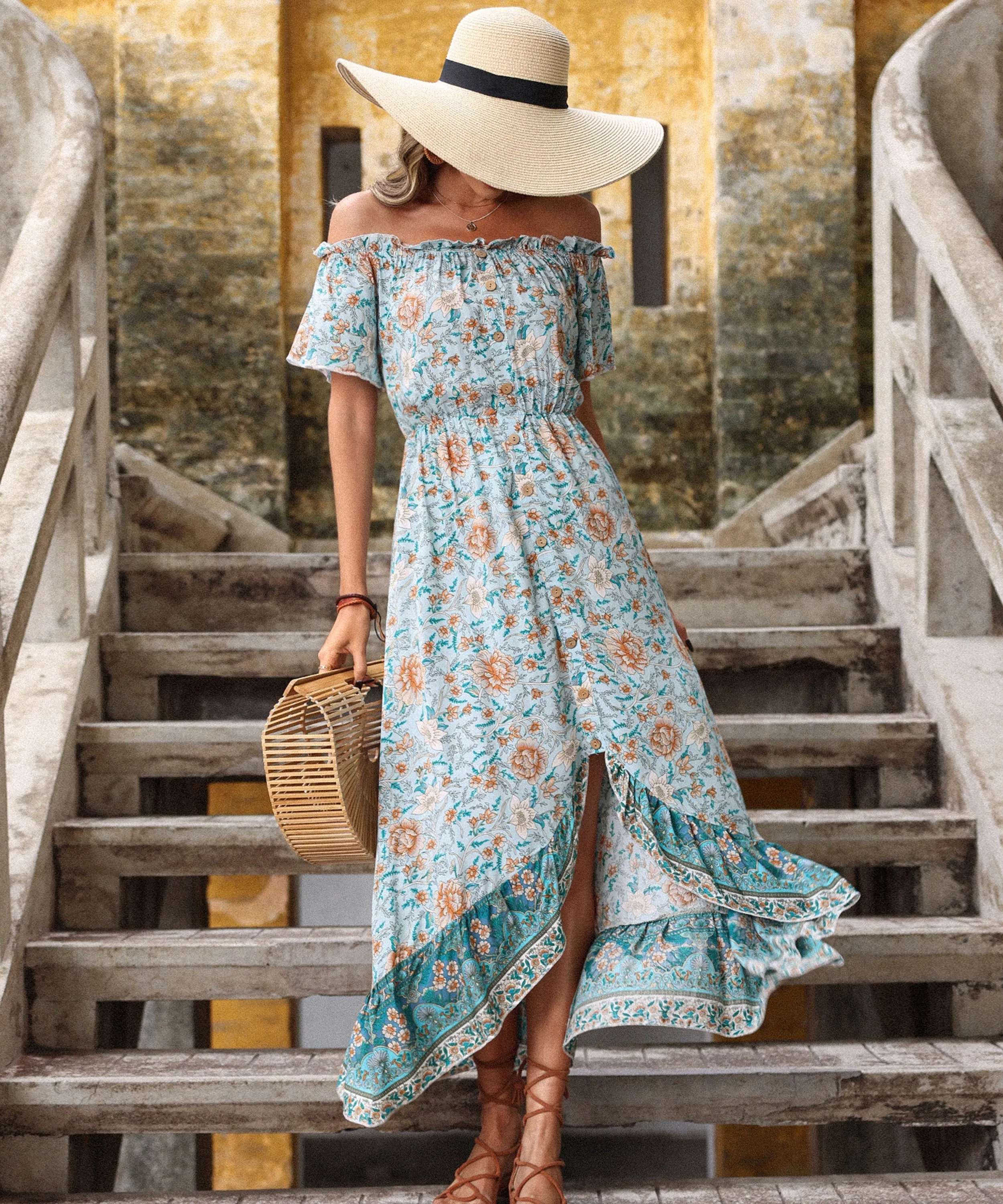 Orlace Maxi Dress - Blue Print