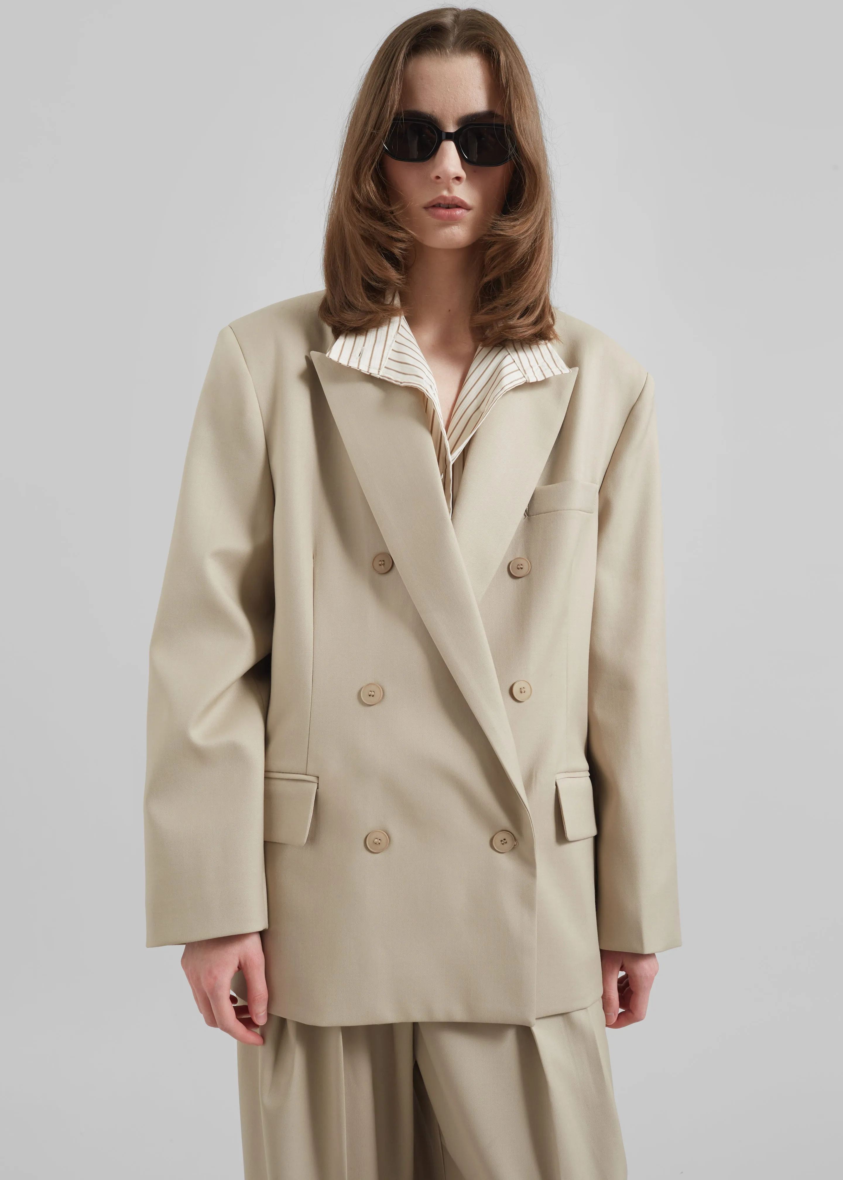 Orsay Boxy Double Breasted Blazer - Beige