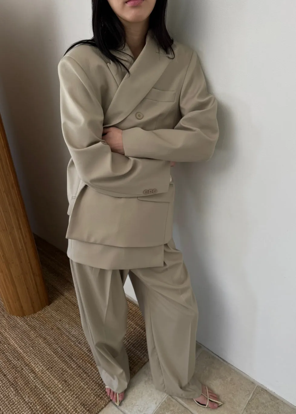 Orsay Boxy Double Breasted Blazer - Beige