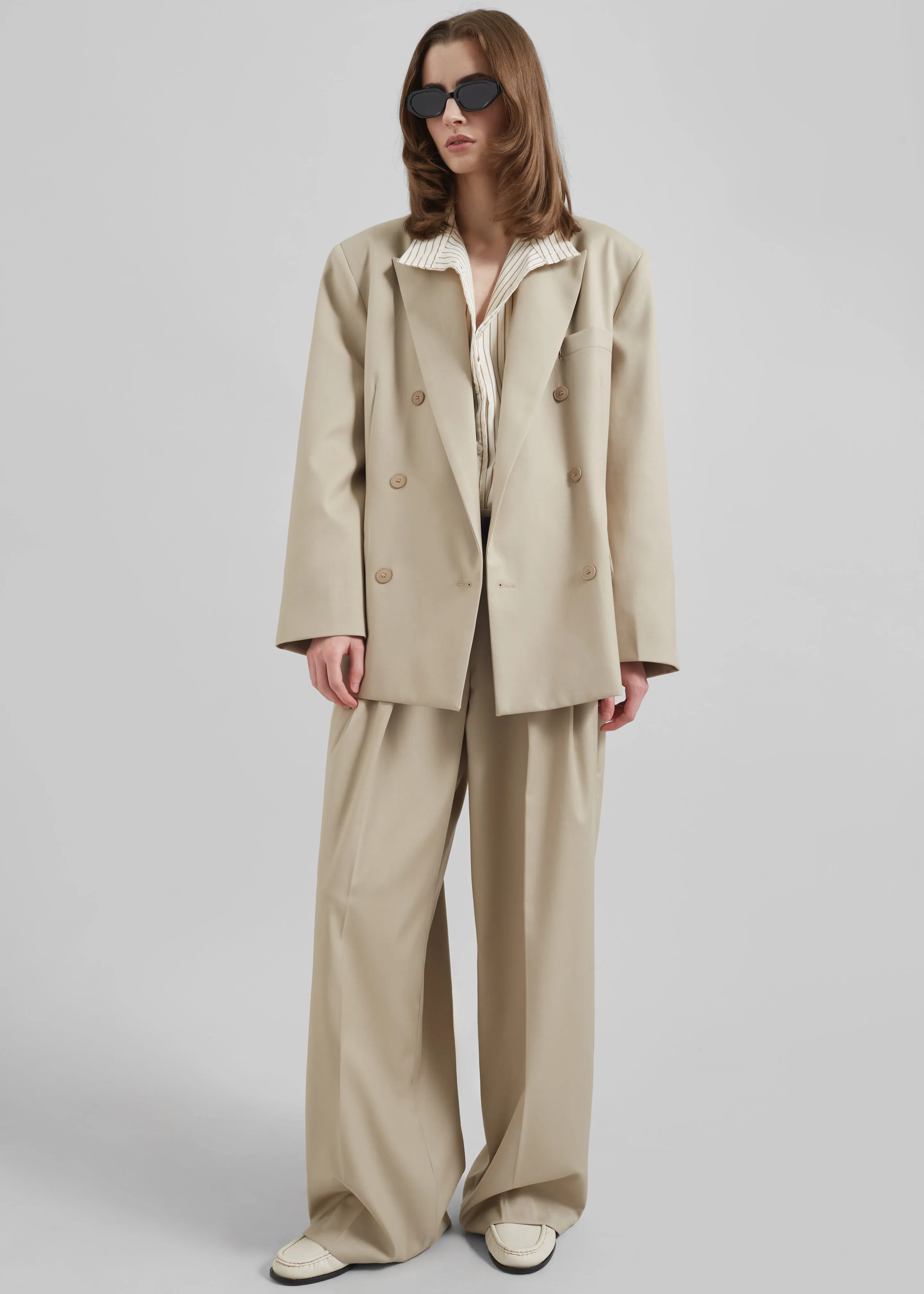 Orsay Boxy Double Breasted Blazer - Beige
