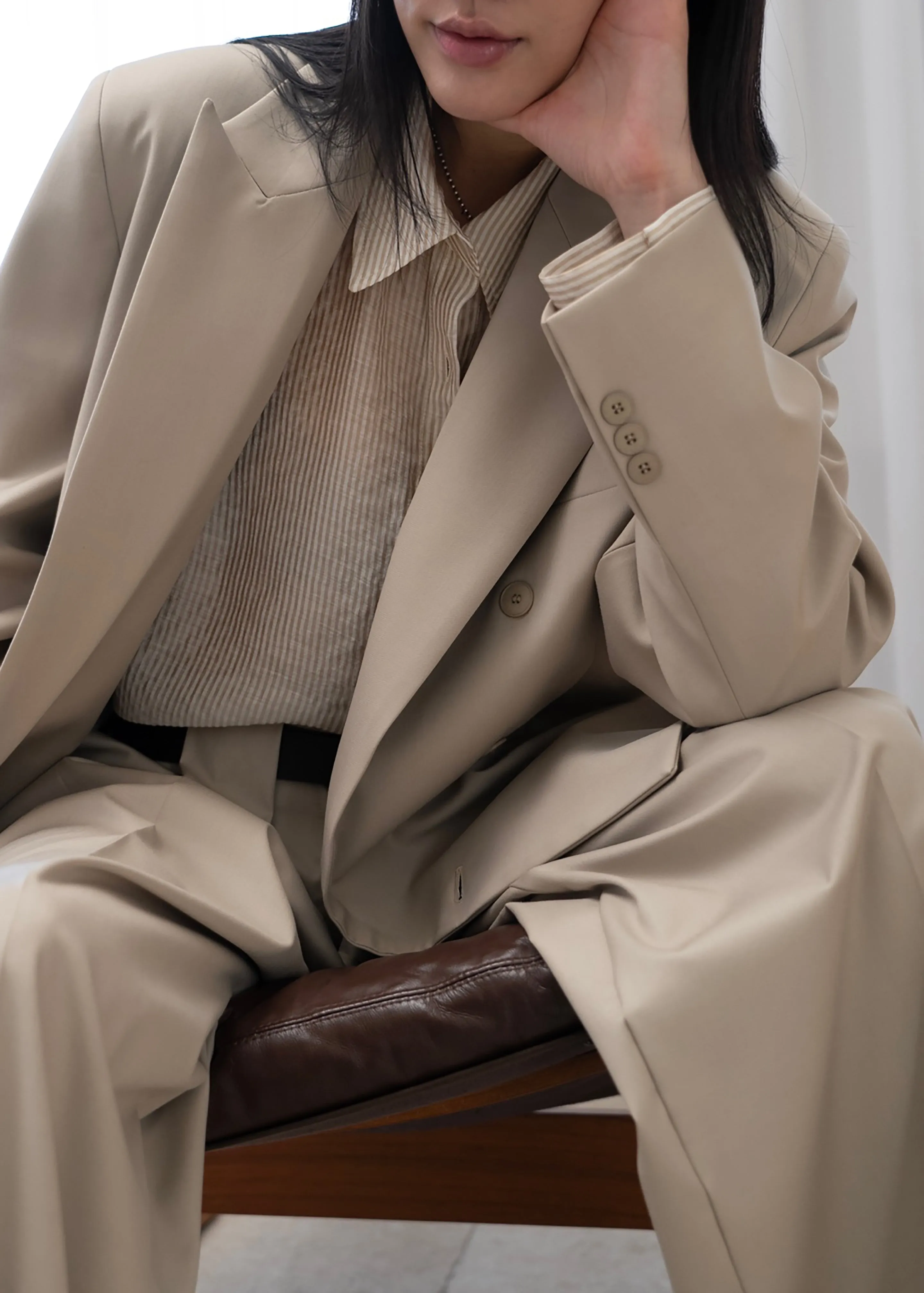 Orsay Boxy Double Breasted Blazer - Beige