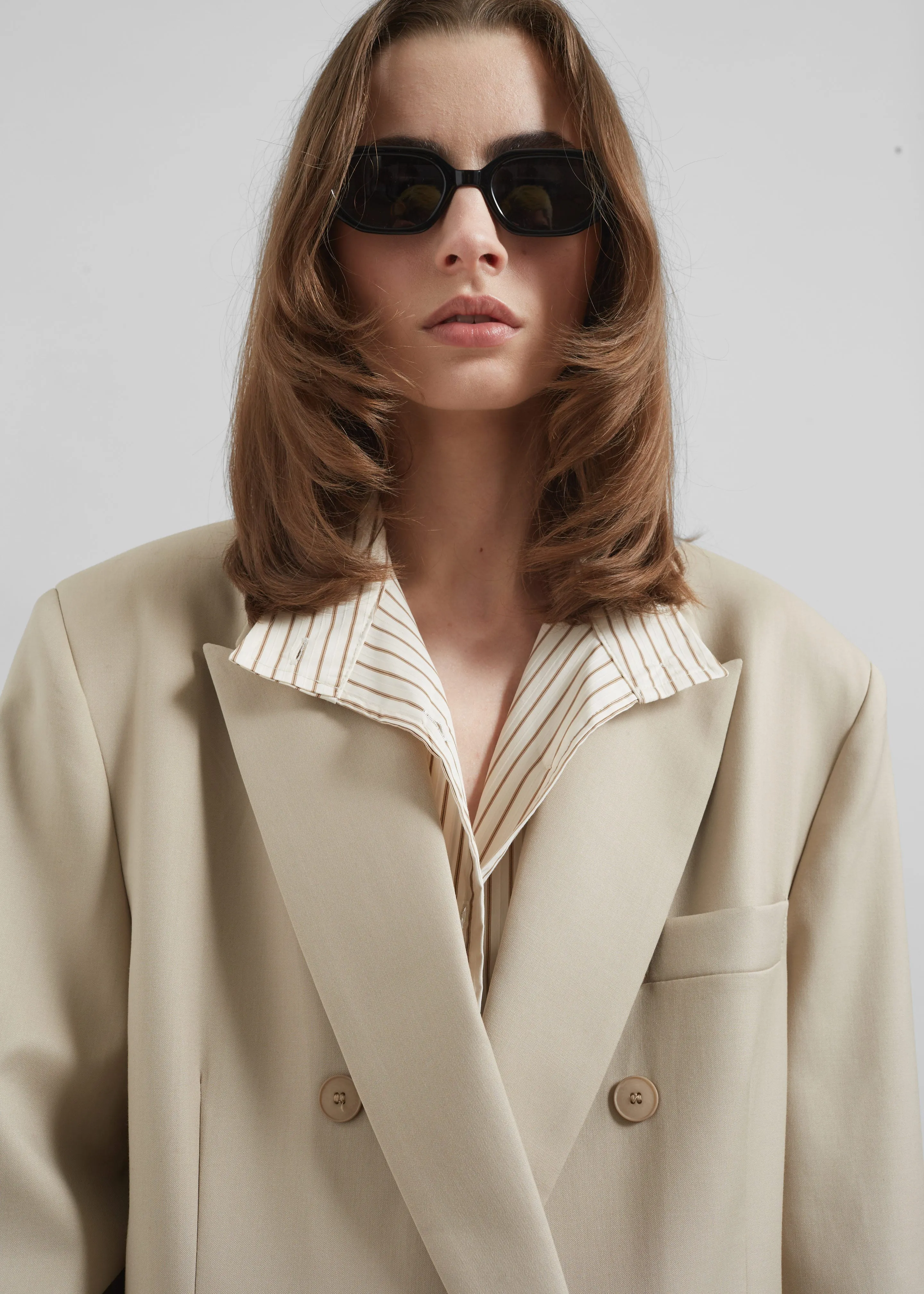 Orsay Boxy Double Breasted Blazer - Beige
