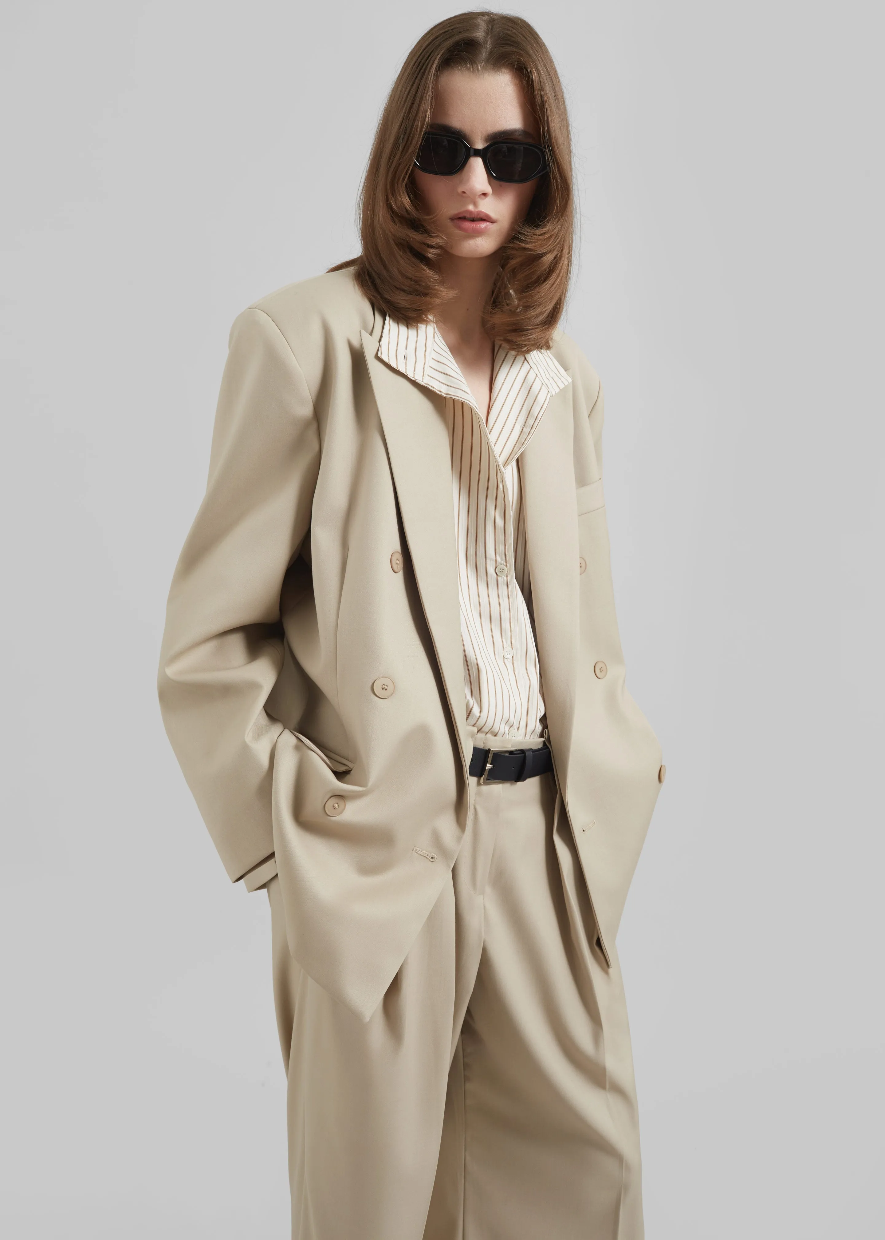 Orsay Boxy Double Breasted Blazer - Beige