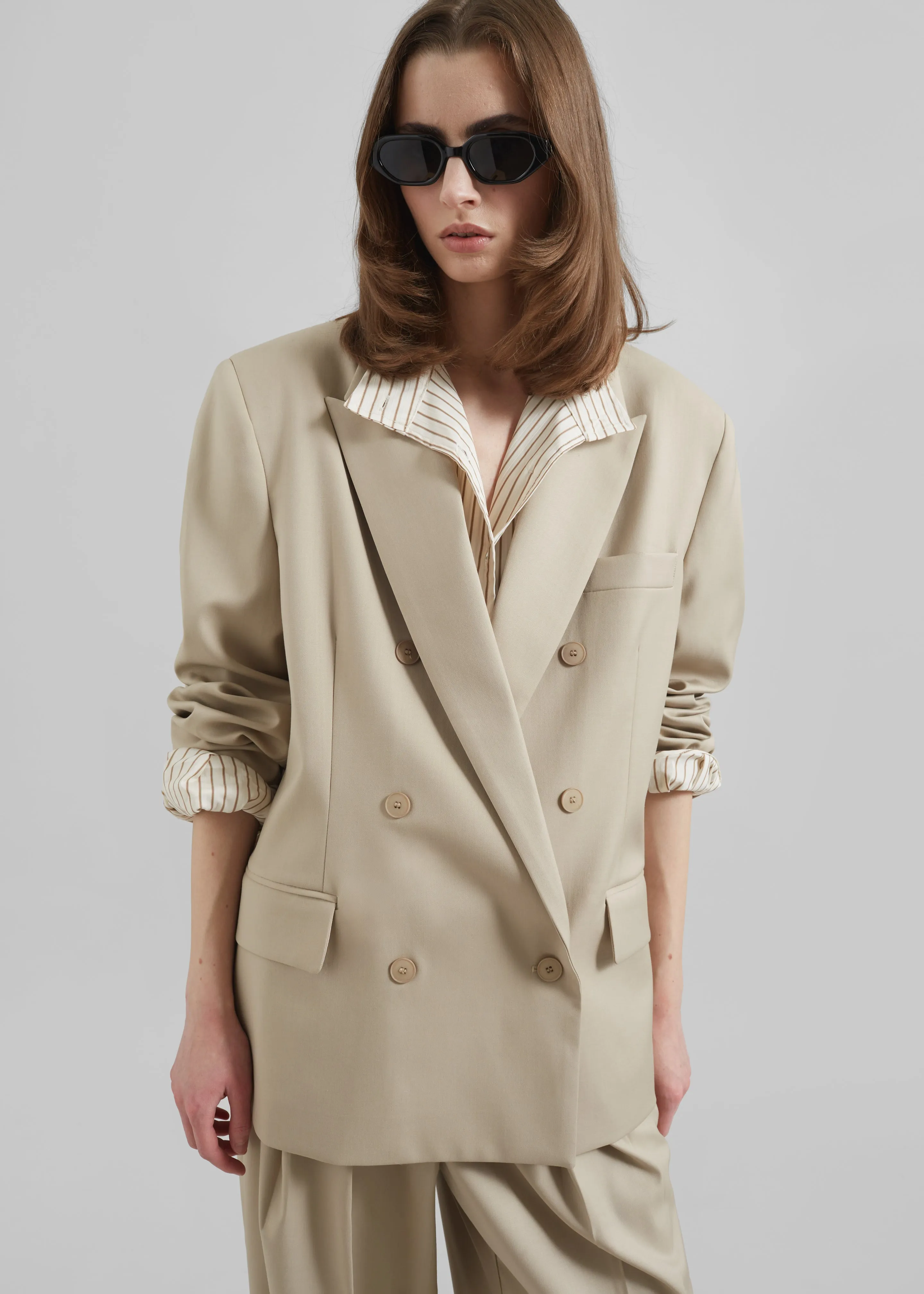 Orsay Boxy Double Breasted Blazer - Beige