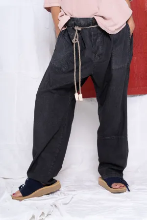 P65 Farmer Pleated Pants Hemp & Organic Cotton Sunfaded Sulfur Black