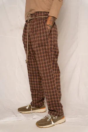 P65 Farmer Pleated Pants India Jacquard Brown