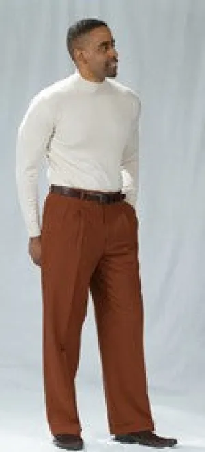 Pacelli Drius 810052 Pleated Wide Leg Pants Cognac