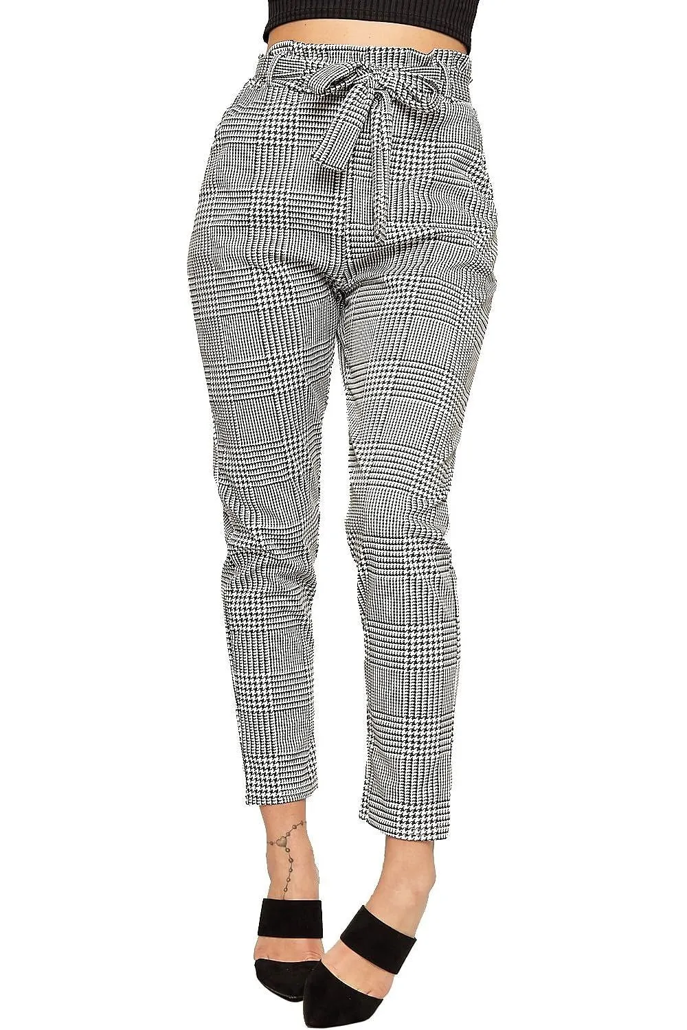 Paperbag Tartan Checked Print Trouser