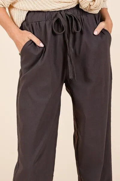 Paperbag Waist Tapered Straight Pants