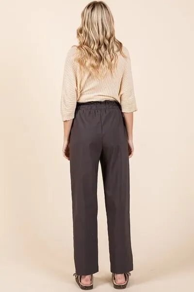 Paperbag Waist Tapered Straight Pants