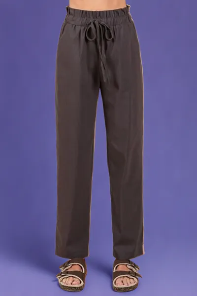 Paperbag Waist Tapered Straight Pants
