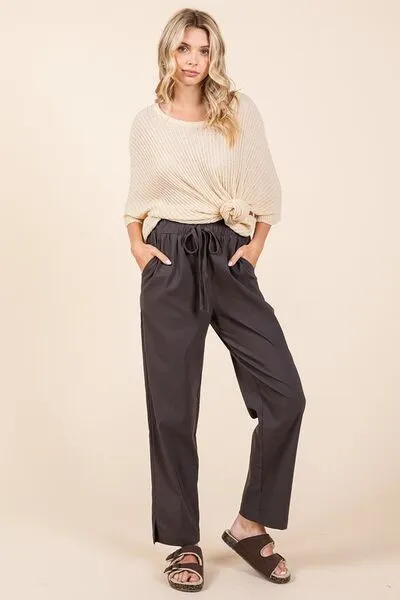 Paperbag Waist Tapered Straight Pants