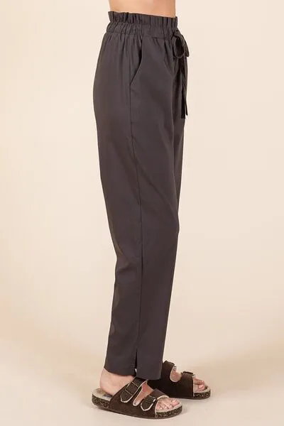 Paperbag Waist Tapered Straight Pants