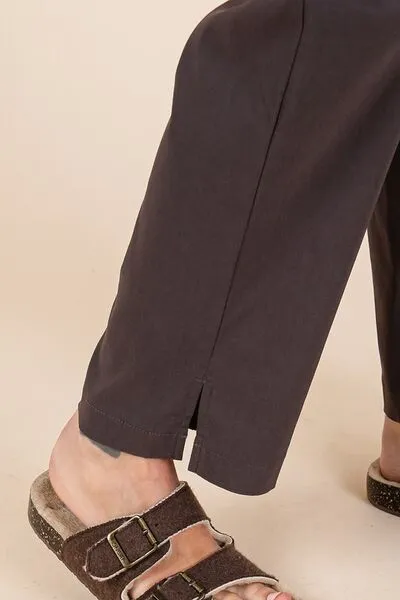Paperbag Waist Tapered Straight Pants
