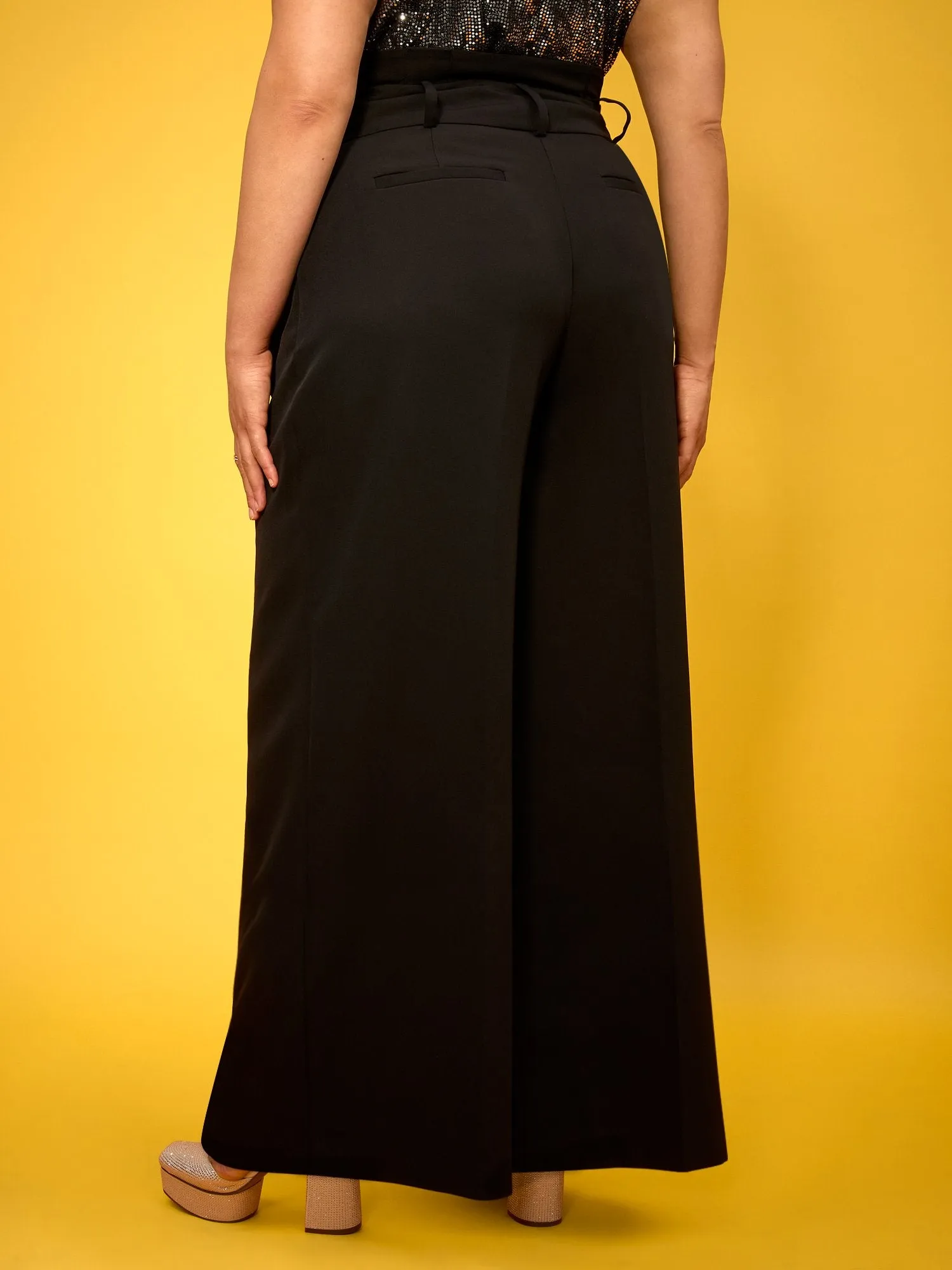 Paperbag-Waist Wide-Leg Pant