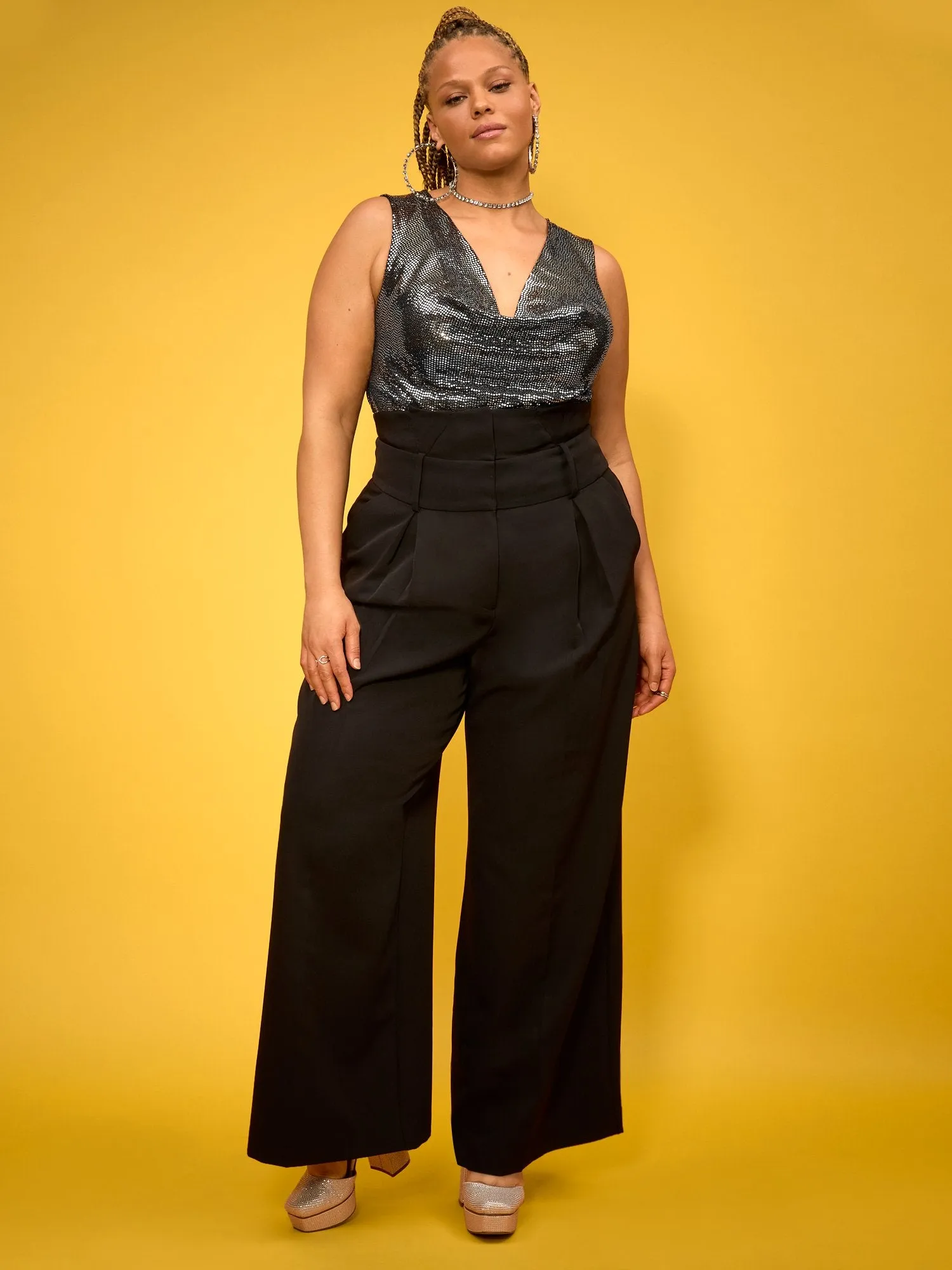 Paperbag-Waist Wide-Leg Pant