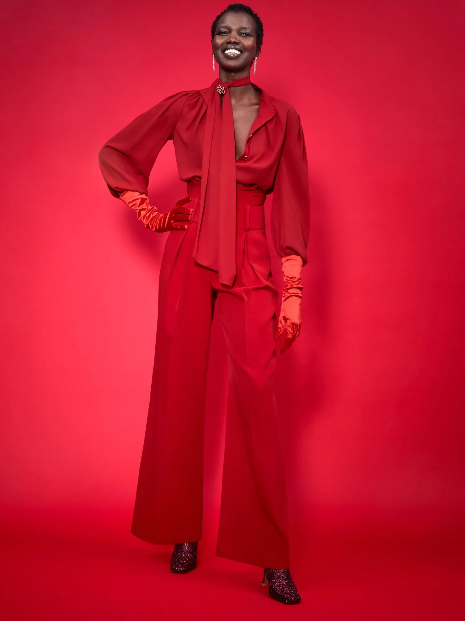 Paperbag-Waist Wide-Leg Pant