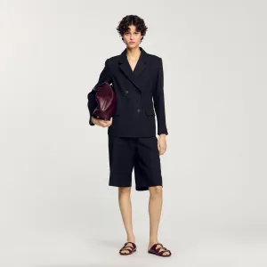 Pastel Double-Breasted Suit Jacket Black