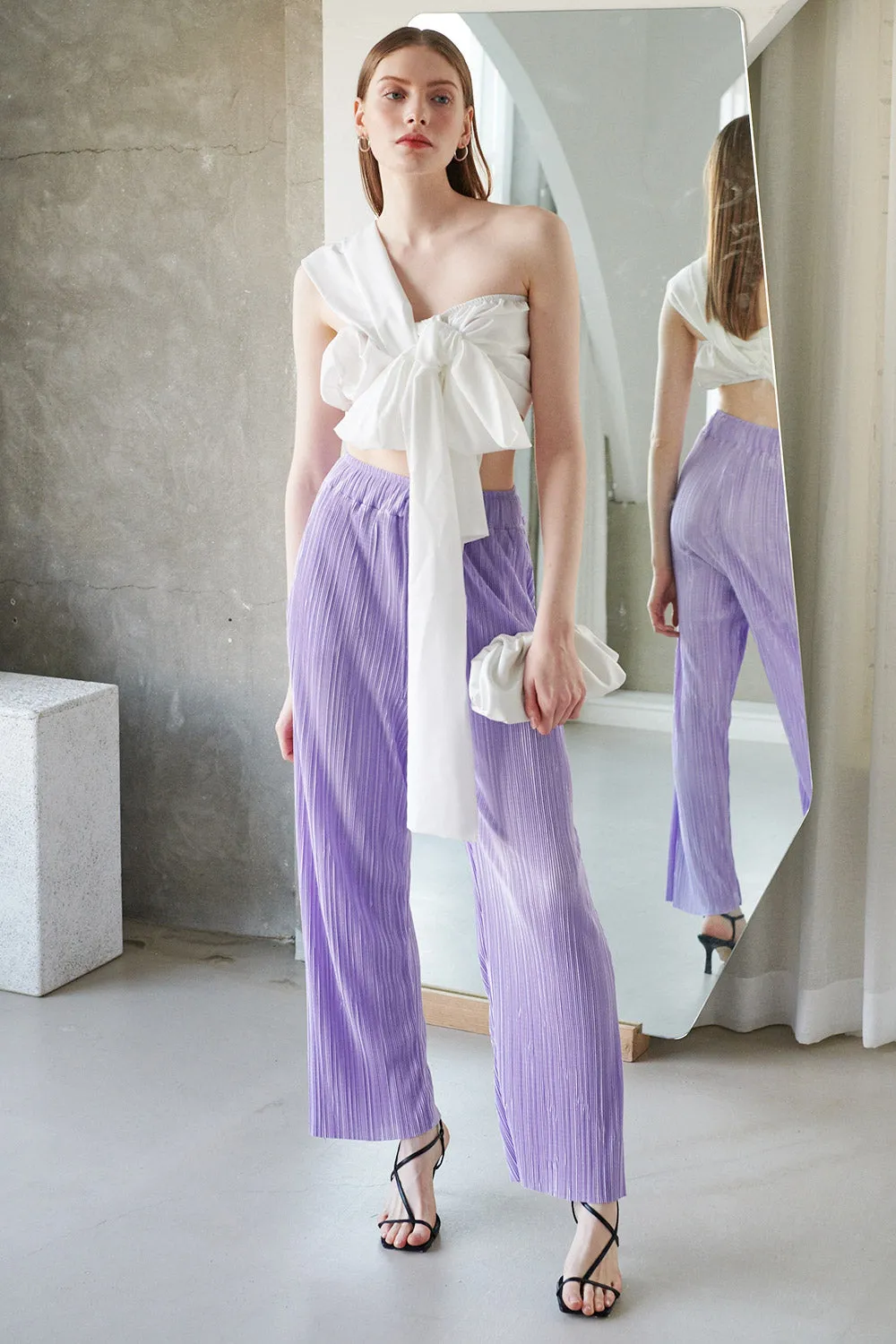 Peyton Crinkled Pleated Pants