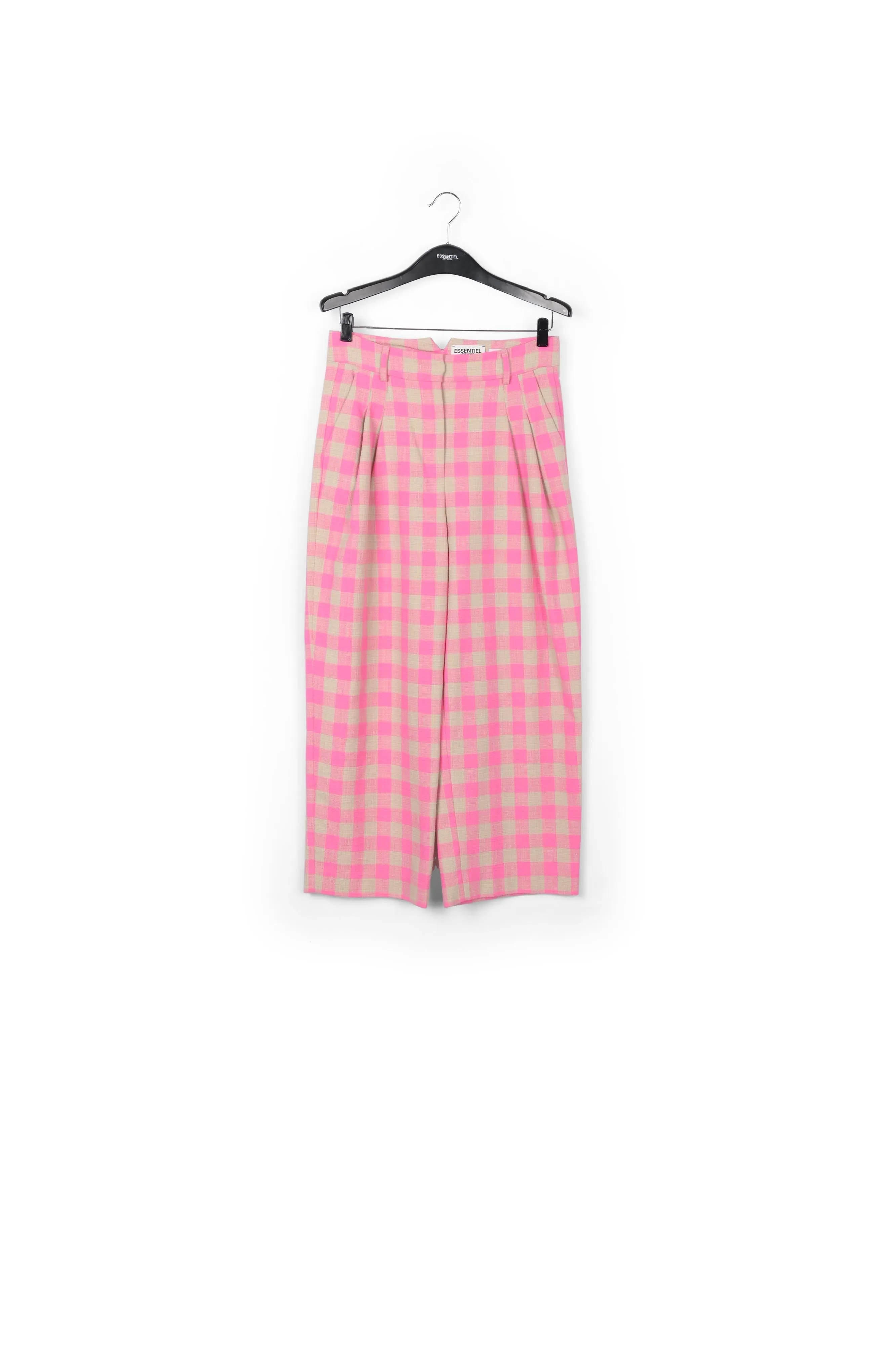 Pink checkered relaxed-fit pants