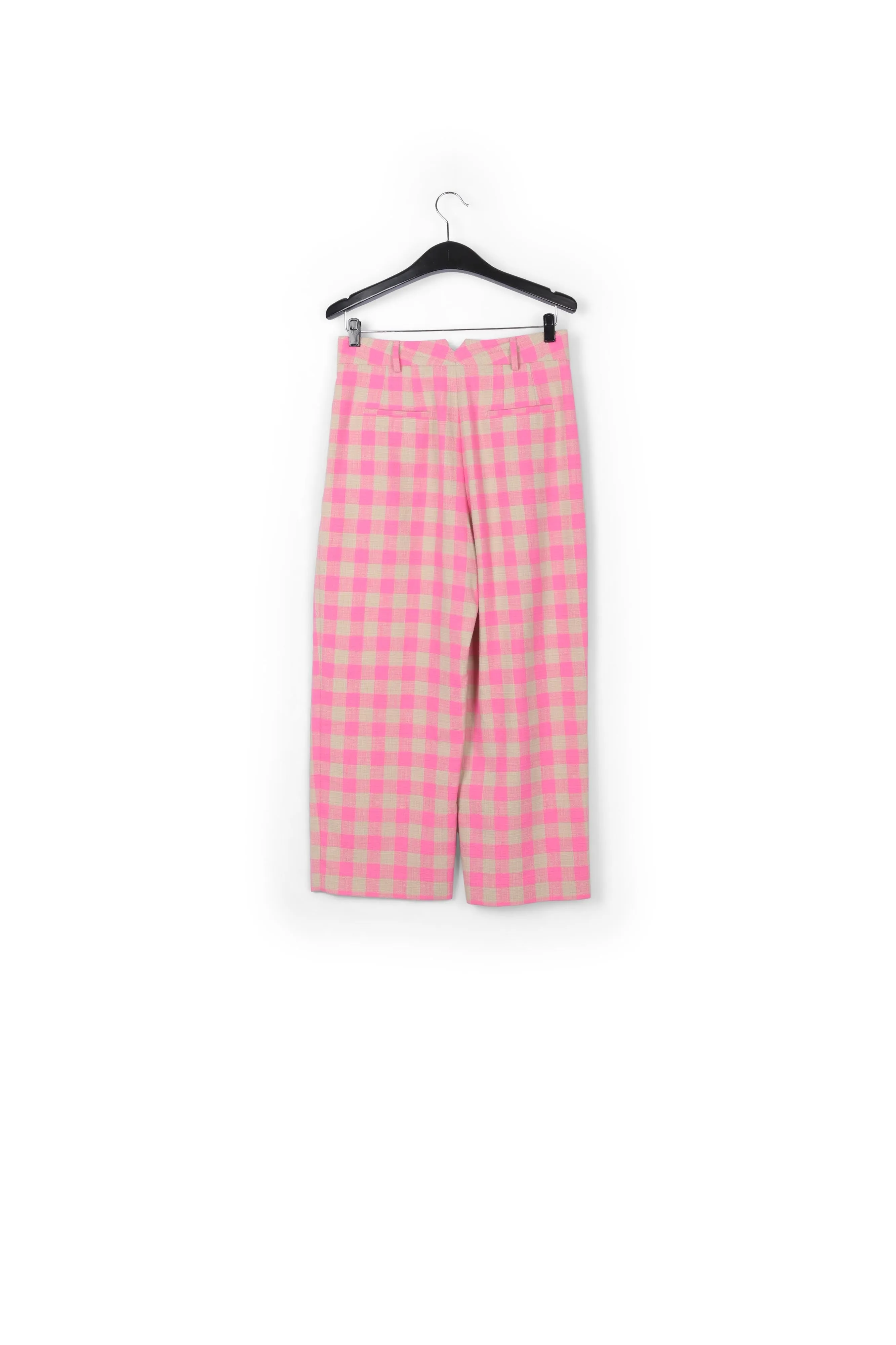 Pink checkered relaxed-fit pants