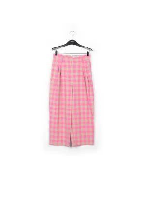 Pink checkered relaxed-fit pants