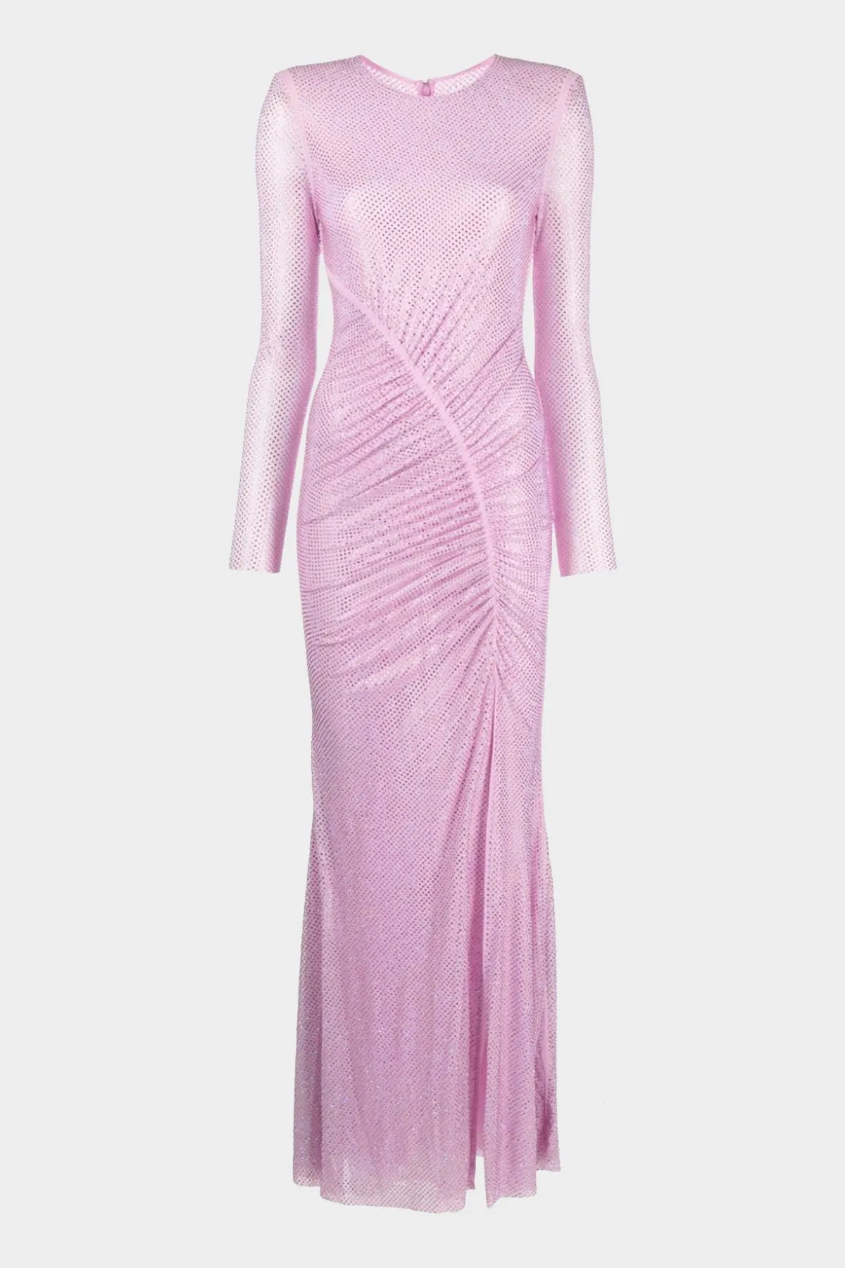 Pink Rhinestone Mesh Maxi Dress