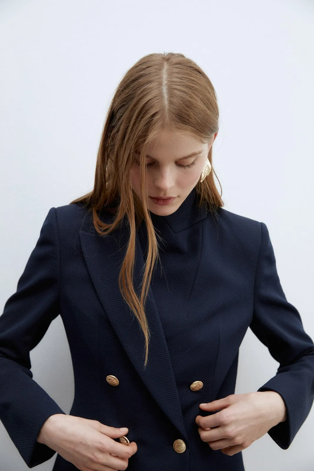 Piqué blazer - Navy