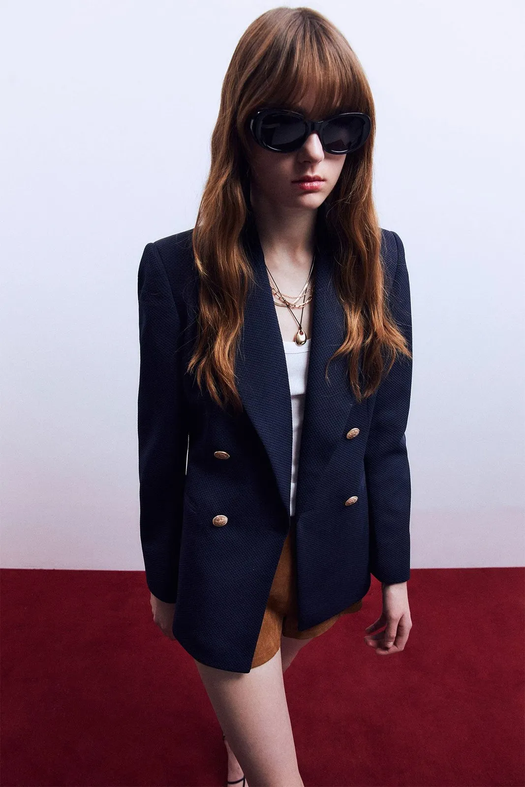 Piqué blazer - Navy