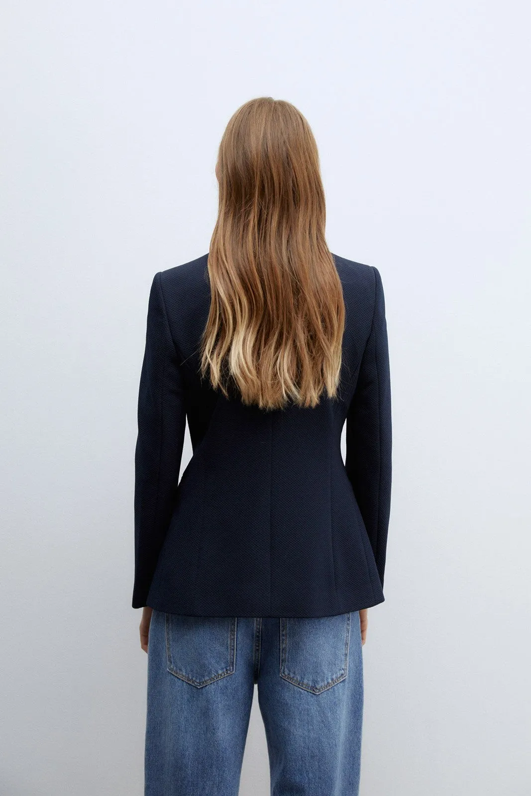 Piqué blazer - Navy