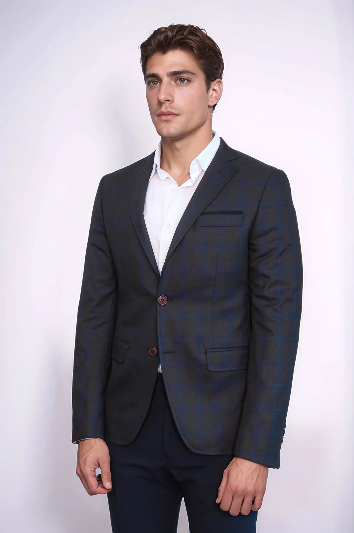 Plaid Brown Jacket with Handkerchief - Wessi