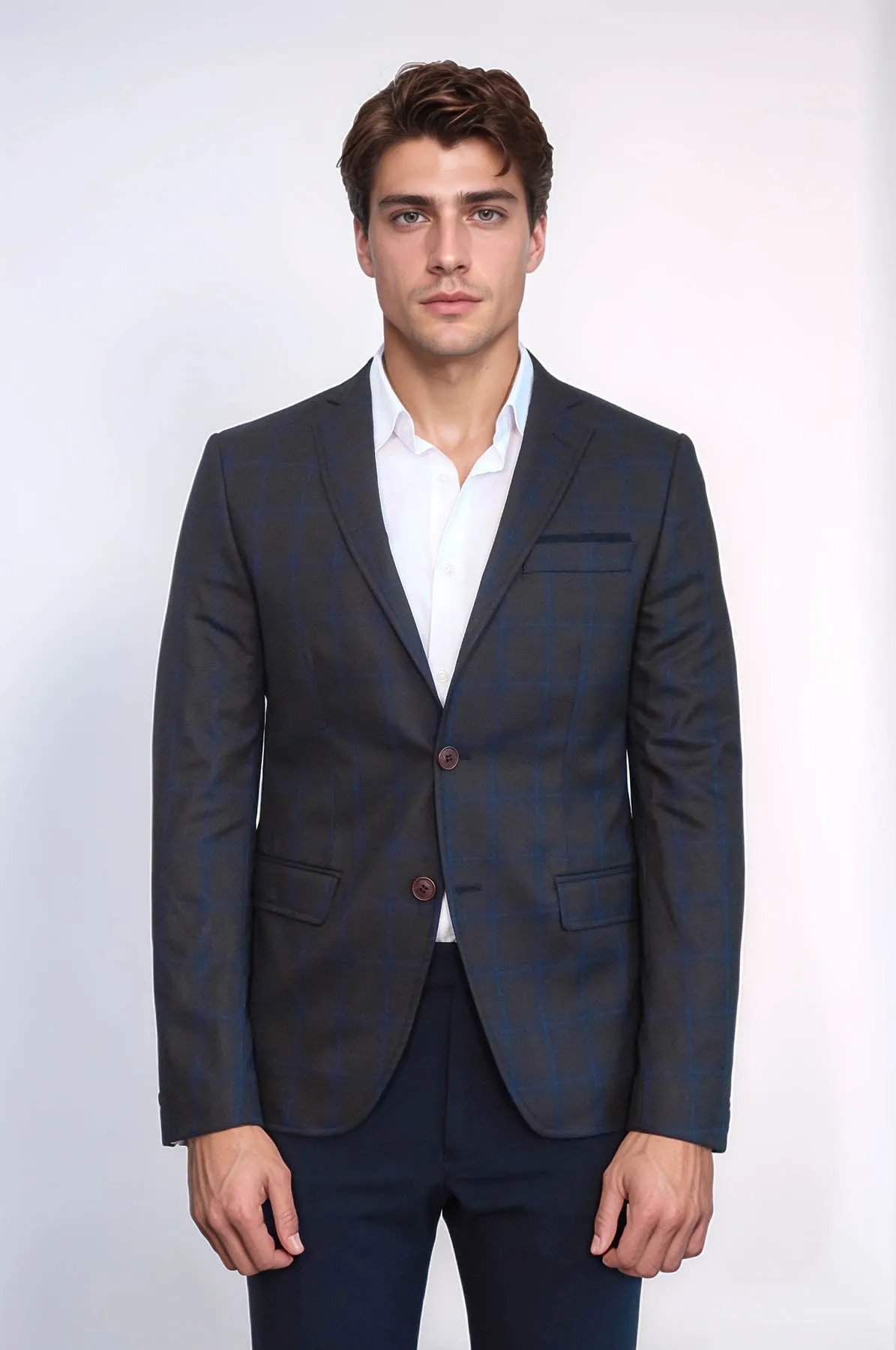 Plaid Brown Jacket with Handkerchief - Wessi