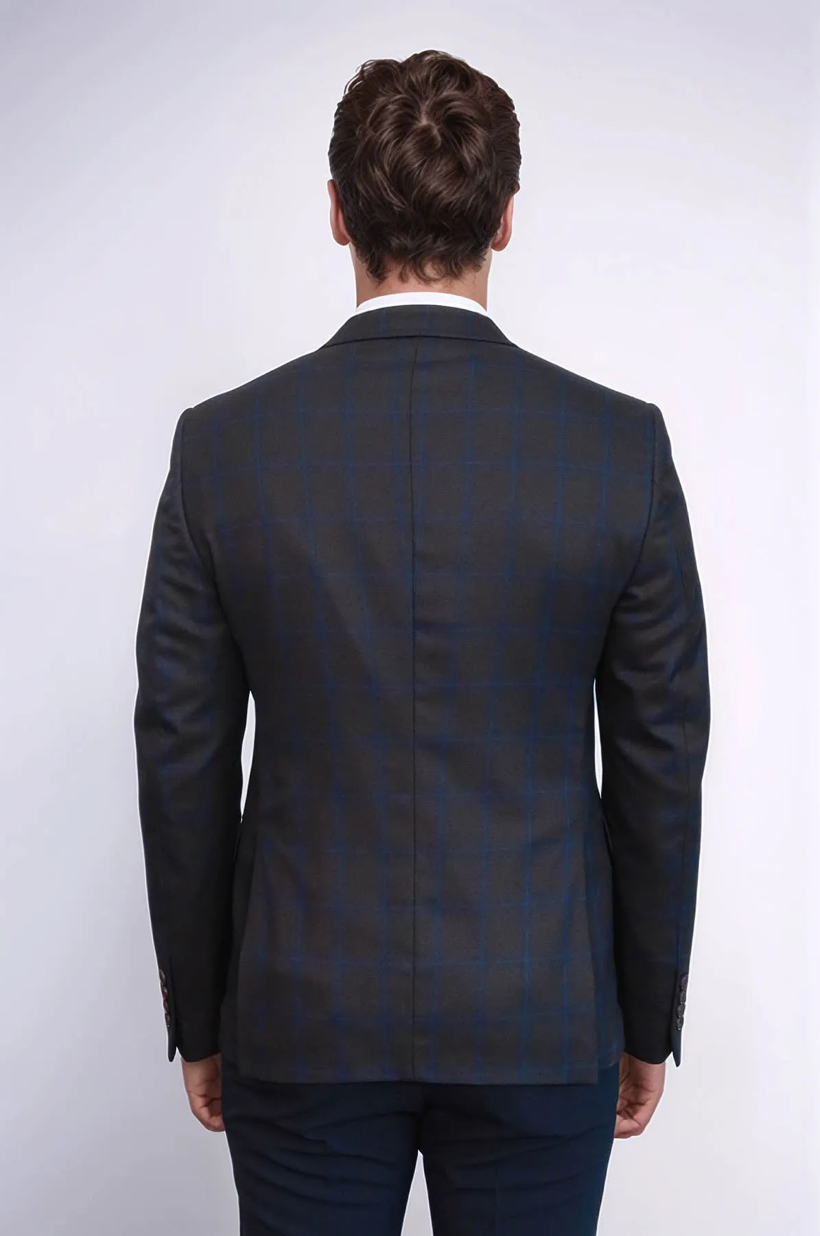 Plaid Brown Jacket with Handkerchief - Wessi