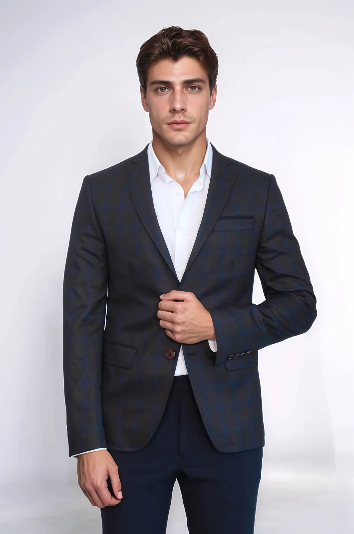 Plaid Brown Jacket with Handkerchief - Wessi