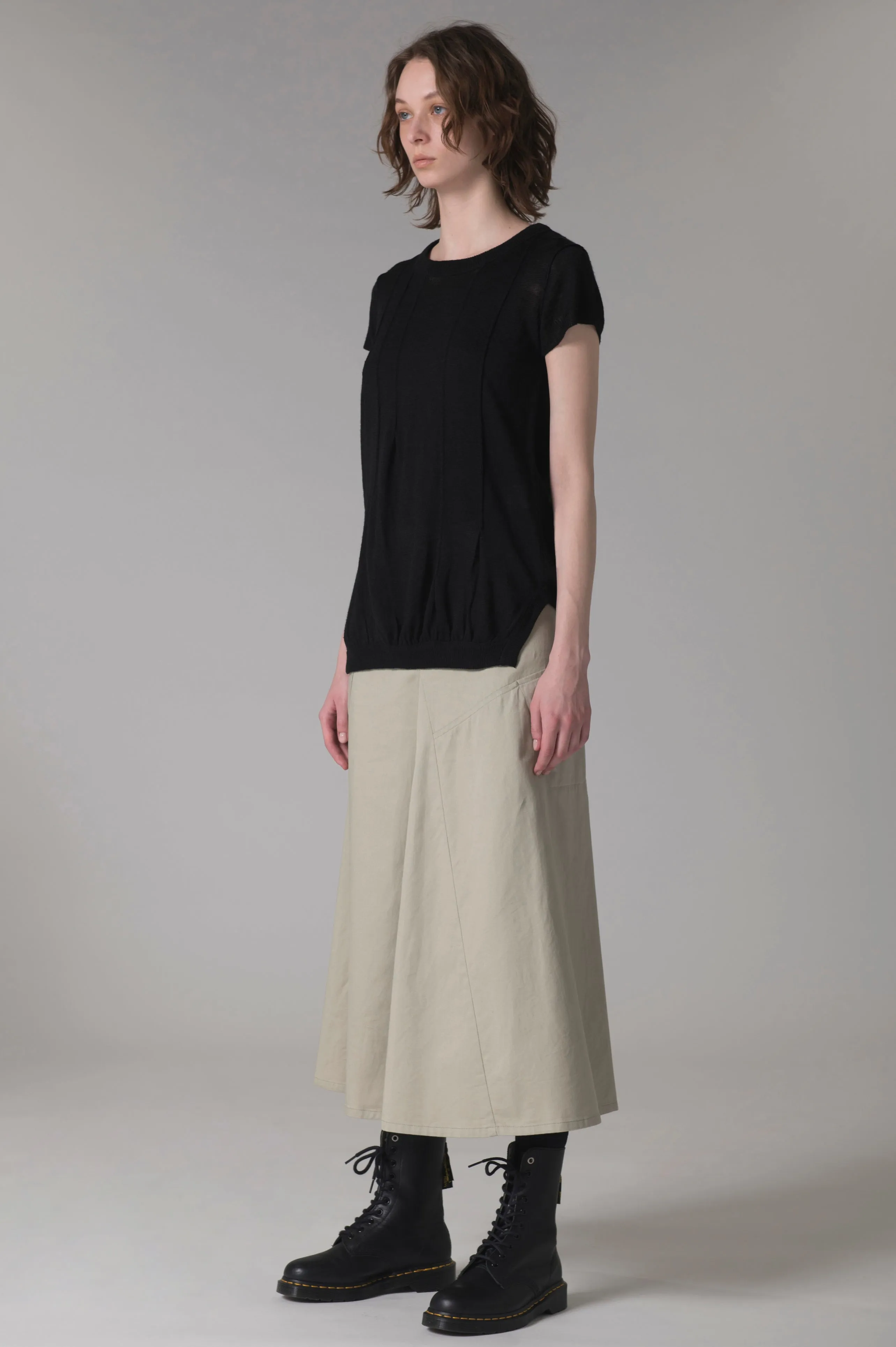 PLAIN STITCH PLEATED PULLOVER