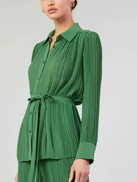 Pleated Button Down Shirt