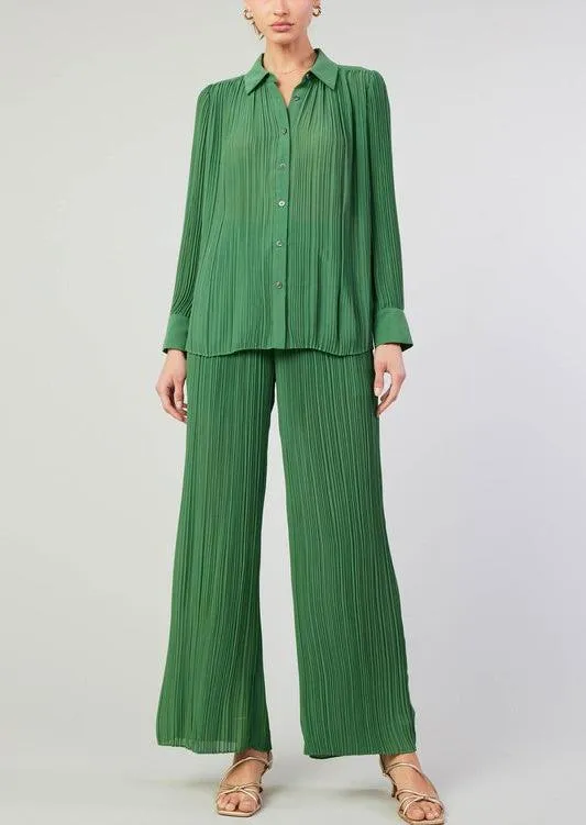 Pleated Button Down Shirt