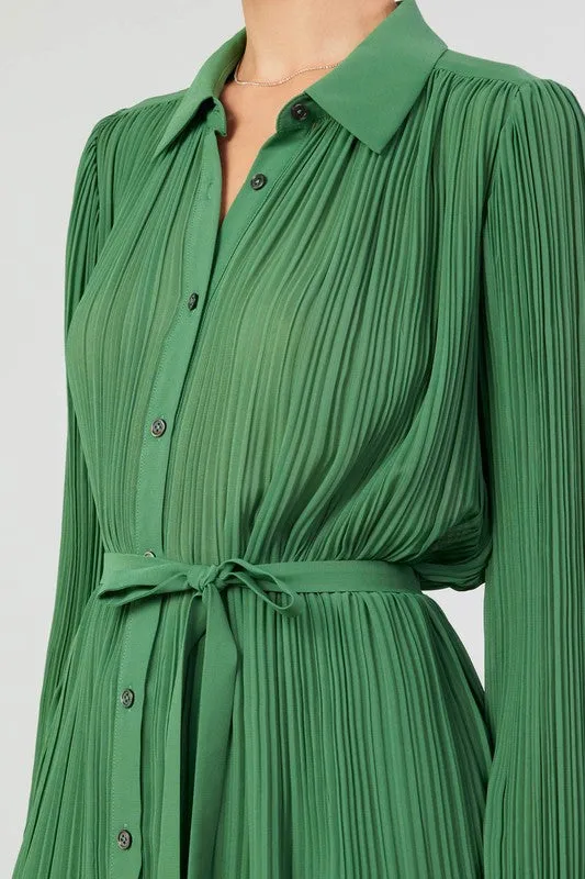 Pleated Button Down Shirt